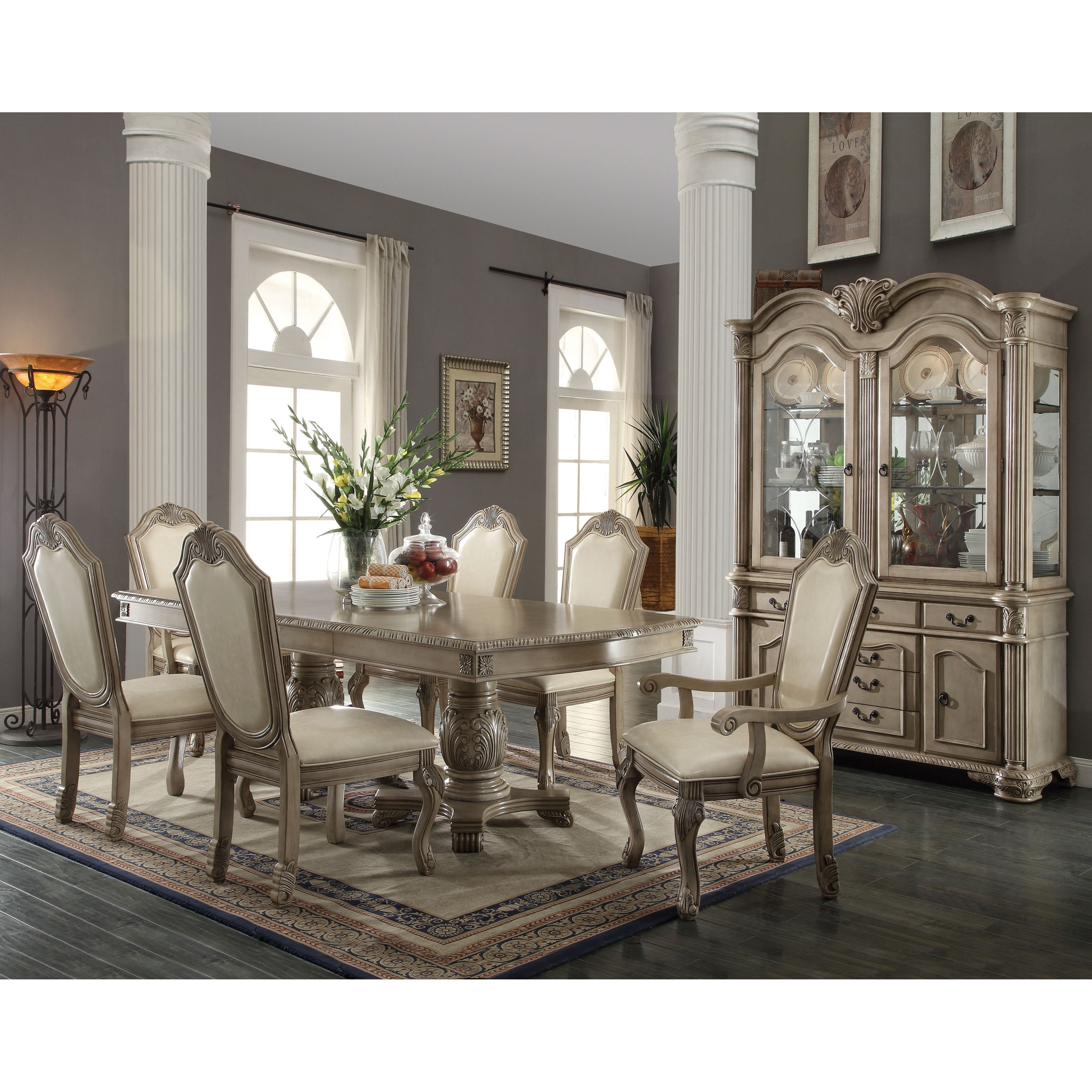 White double hot sale pedestal dining table